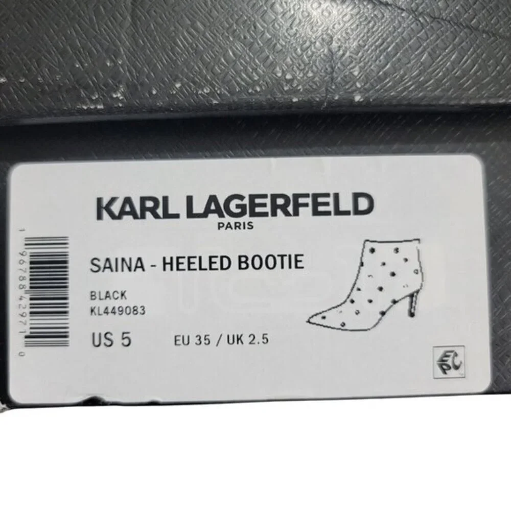 Karl Lagerfeld Saina Boots Heeled Booties 5 Black Leather
